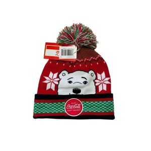 Coca-cola Polar Bear Pom Beanie / Toboggan New